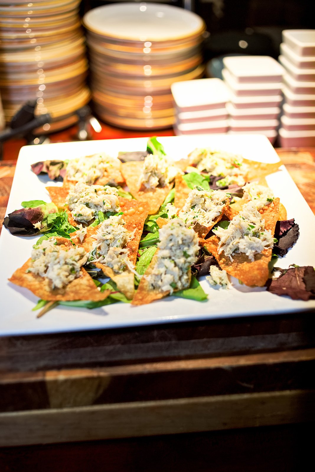 Crab crostini appetizer at C&W Steakhouse Charlotte