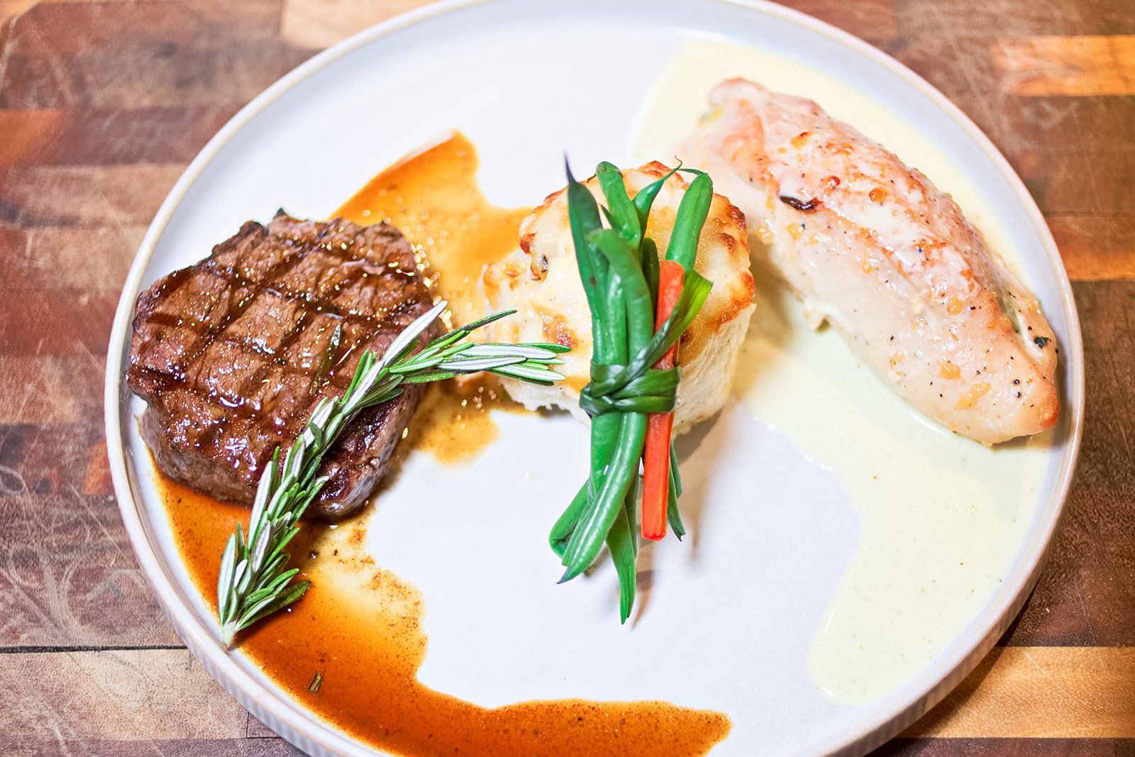 Filet mignon with rosemary and haricots verts C&W Steakhouse