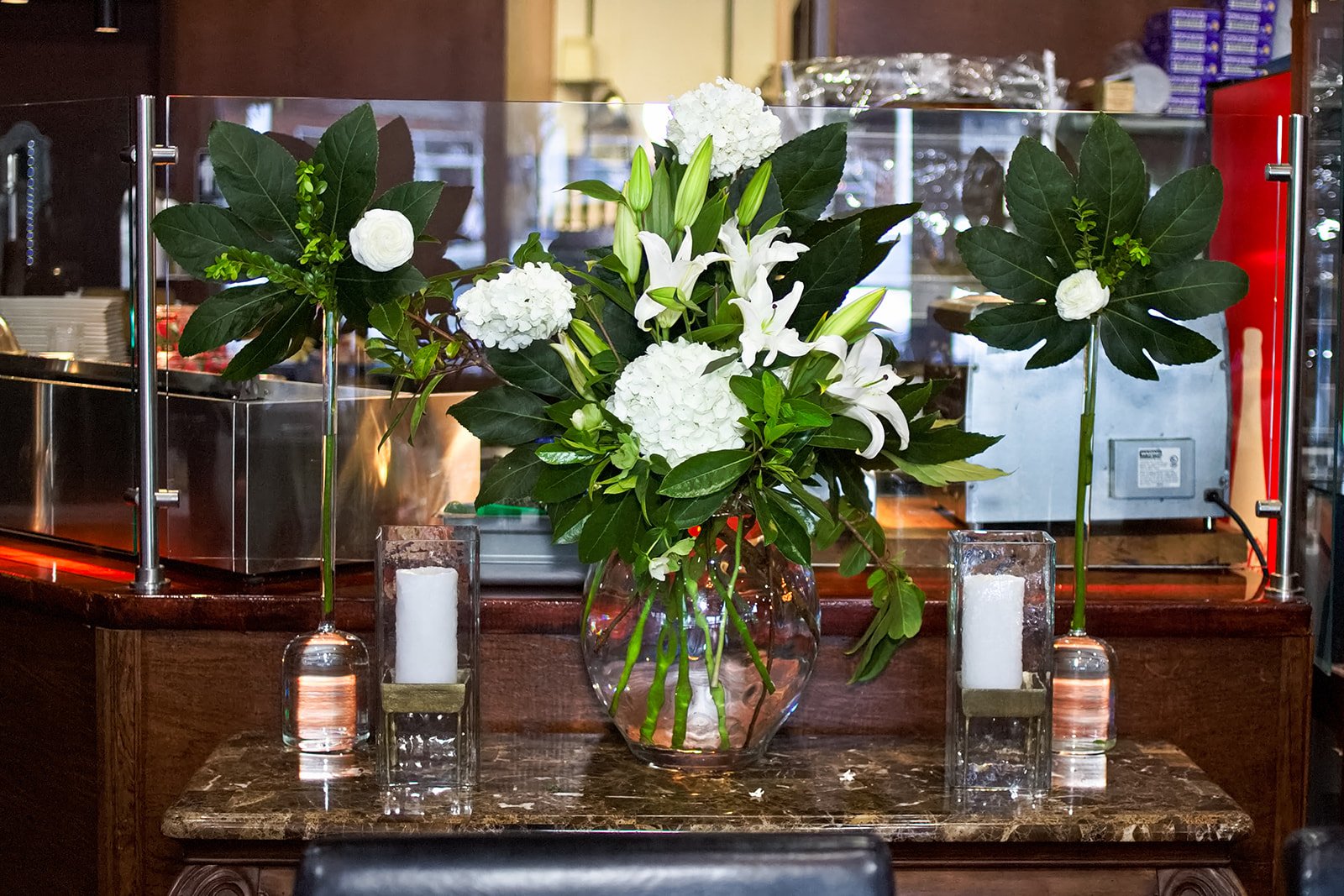 Floral centerpiece at C&W Steakhouse Charlotte