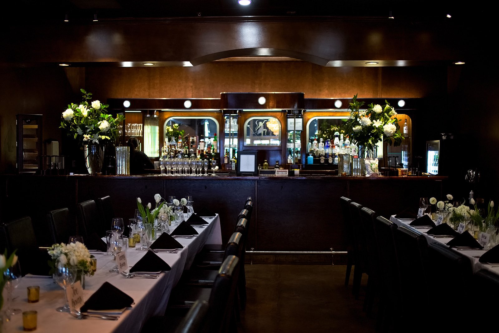 Private dining bar area C&W Steakhouse Charlotte