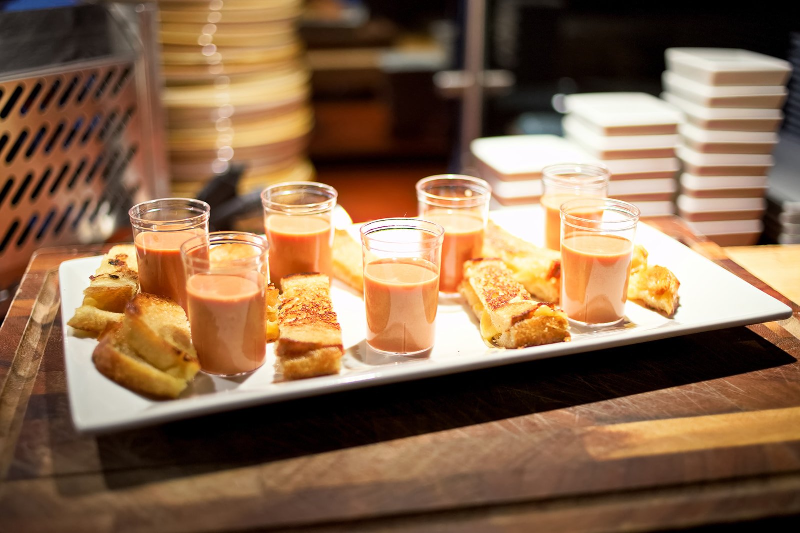 Tomato bisque shooters and grilled cheese at C&W Steakhouse